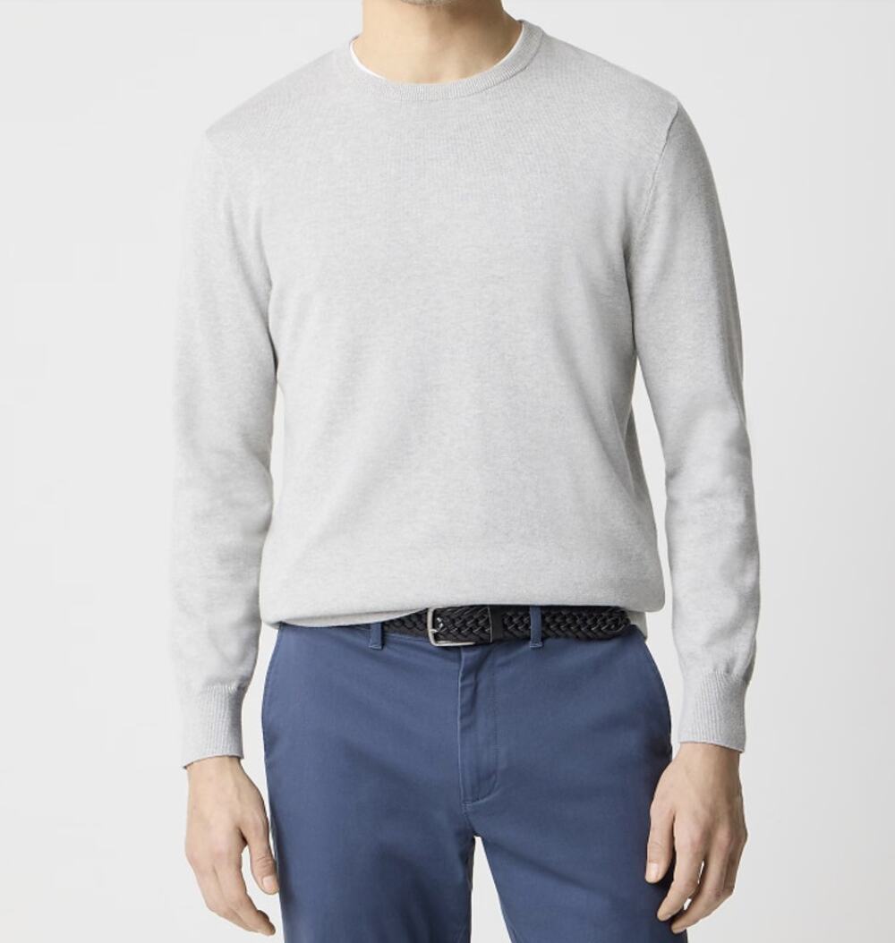 J. Crew Cotton Crewneck Sweater-Tee Heather Gray Size Medium  NWT